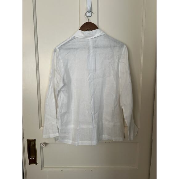 Vintage Talbots Irish Linen Collared Button Blouse Womens Size 8 White NWT - Picture 3 of 8